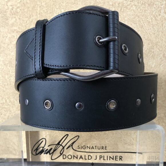 Donald Pliner Belt Expresso Leather Metal Studs 2\